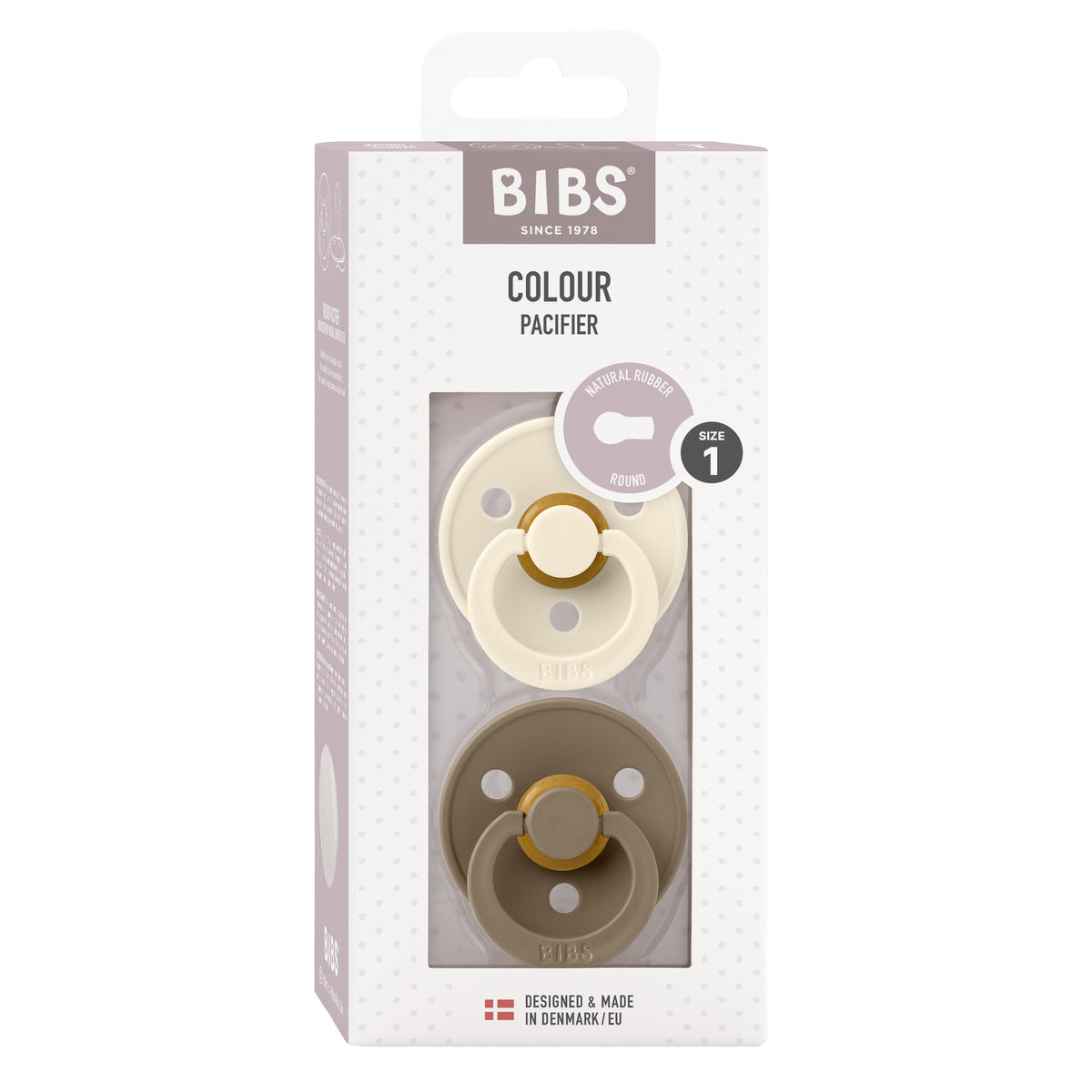 Twee BIBS fopspenen in neutrale kleuren als mooi baby cadeau
