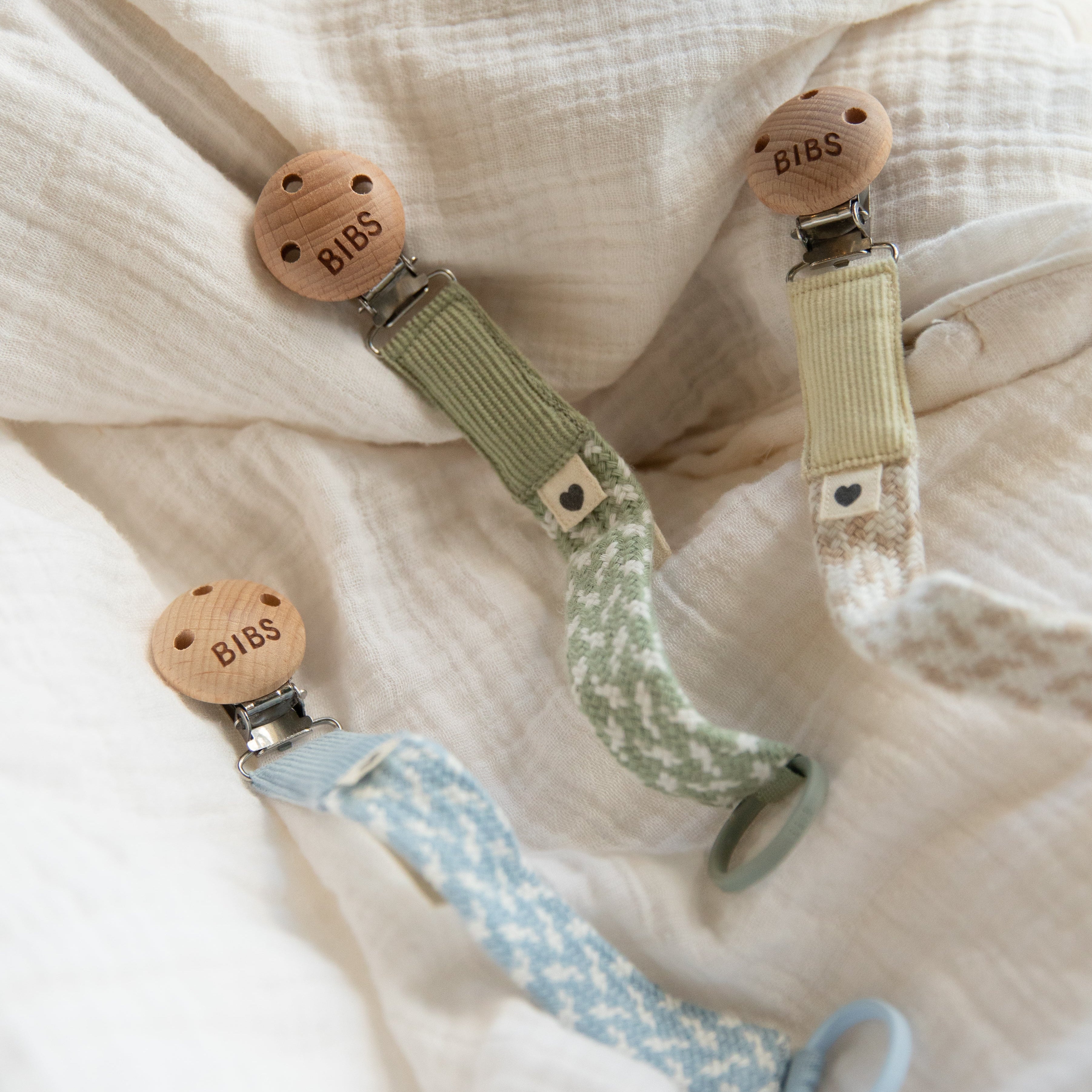 veilige speenketting van bibs met metalen clip 