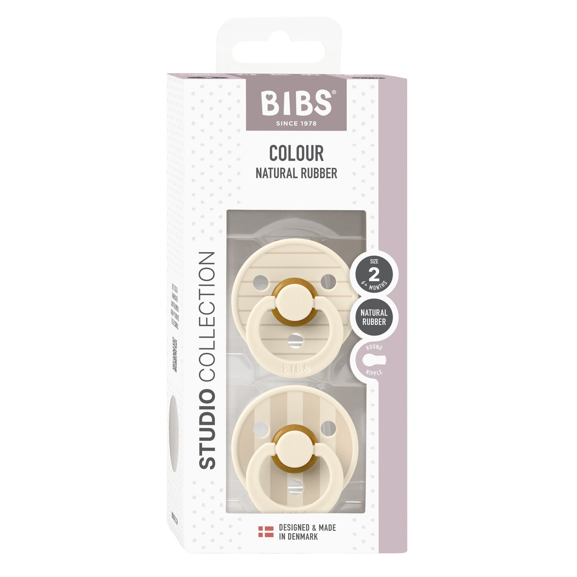 verpakking van de 2-pack fopspenen van bibs in kleur ivory