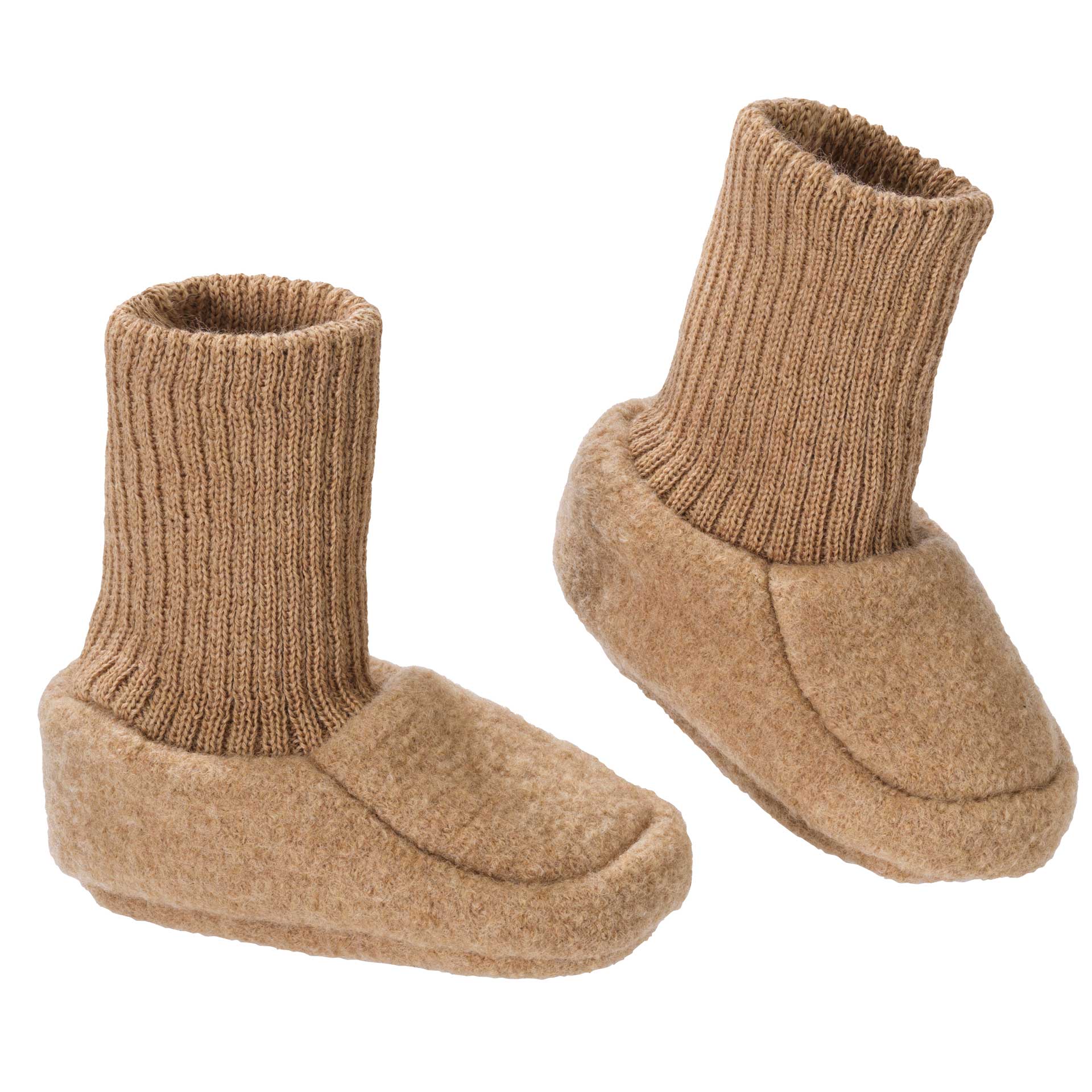 Disana wollen babyslofjes boiled wool caramel 0-3 maanden