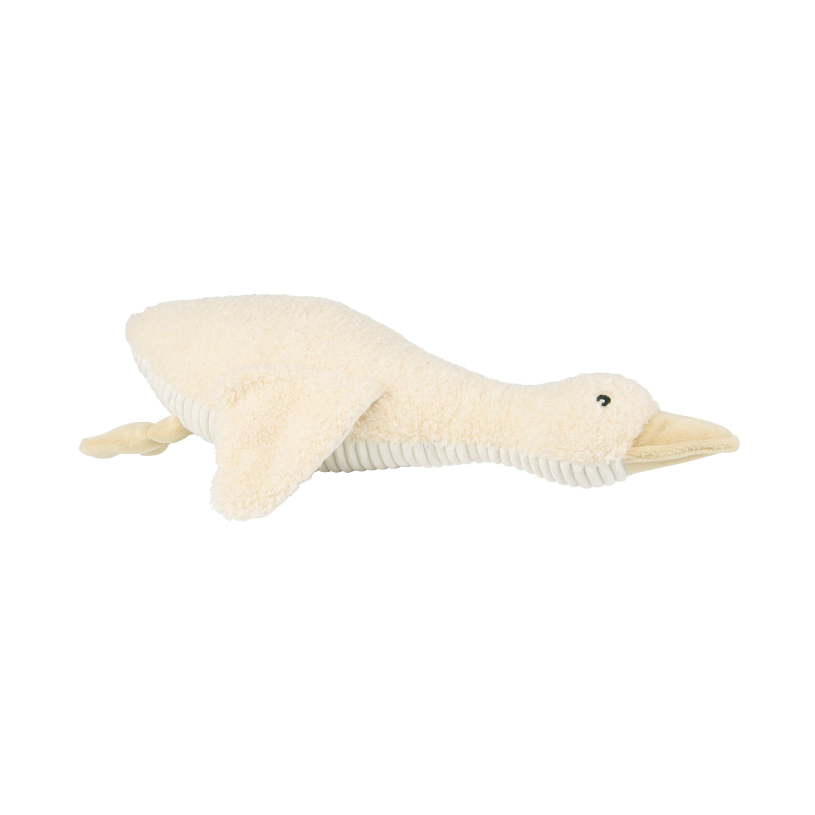 Zijkant van de zachte hartslagknuffel Liva – beige knuffel met rustgevende geluiden