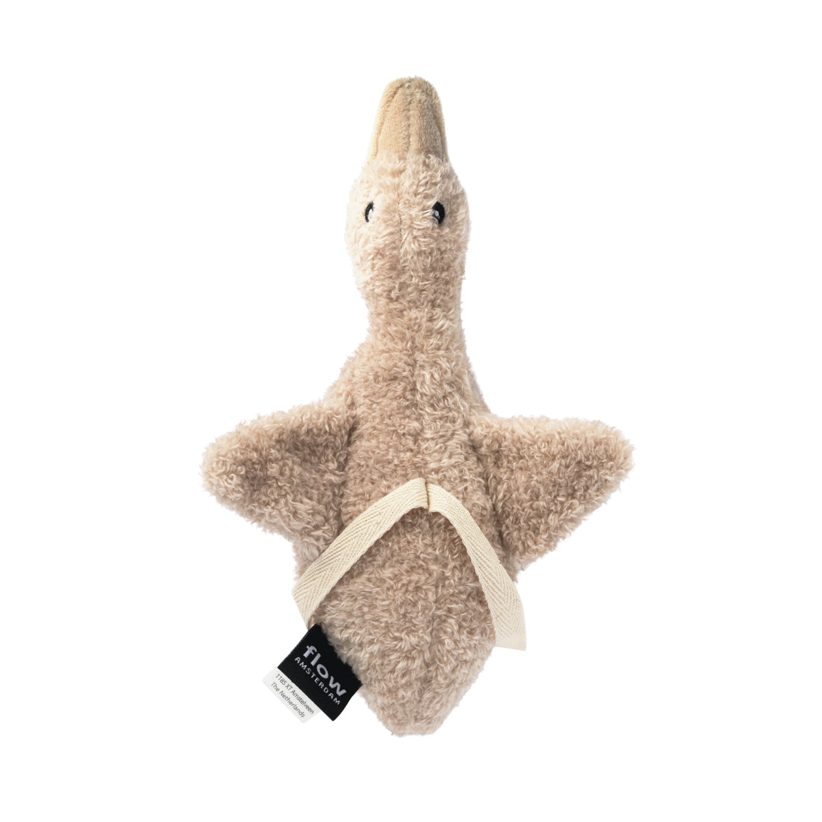 Bovenzijde van de Flow ruisknuffel Liva Oat met lus en zachte afwerking – ideaal voor onderweg