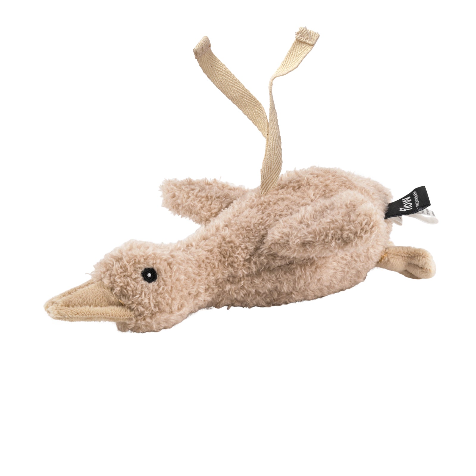 Hartslagknuffel Liva Oat van Flow Amsterdam – compacte beige knuffel met lus voor onderweg