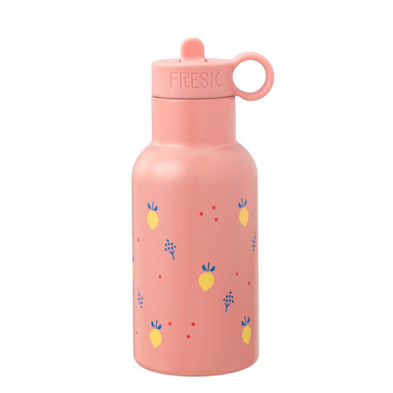 Fresk roze thermosfles 350 ml met citroenprint