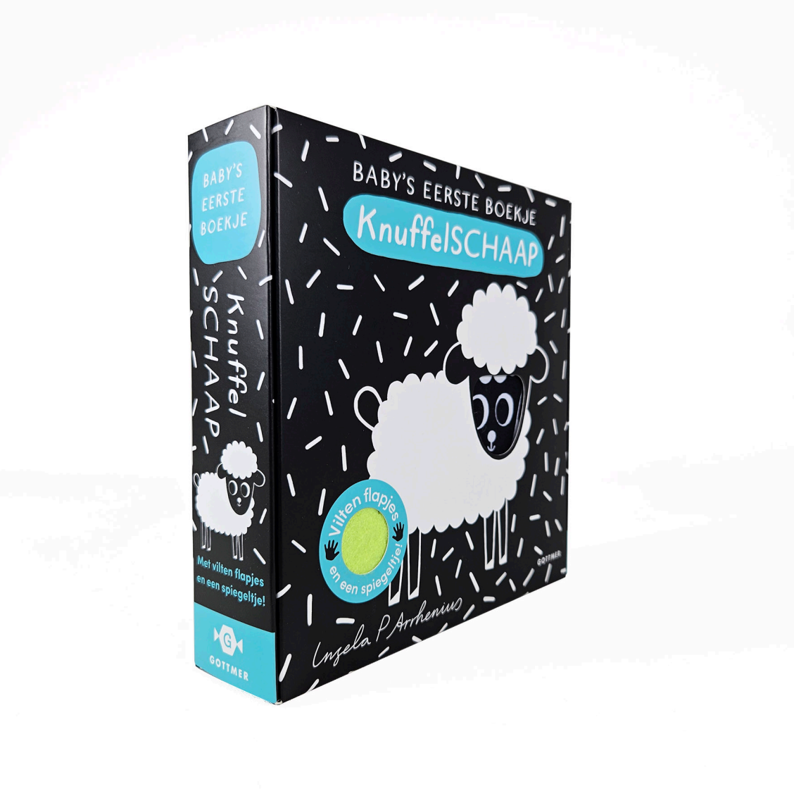 cadeaudoos met babyboekje knuffelschaap van gottmer