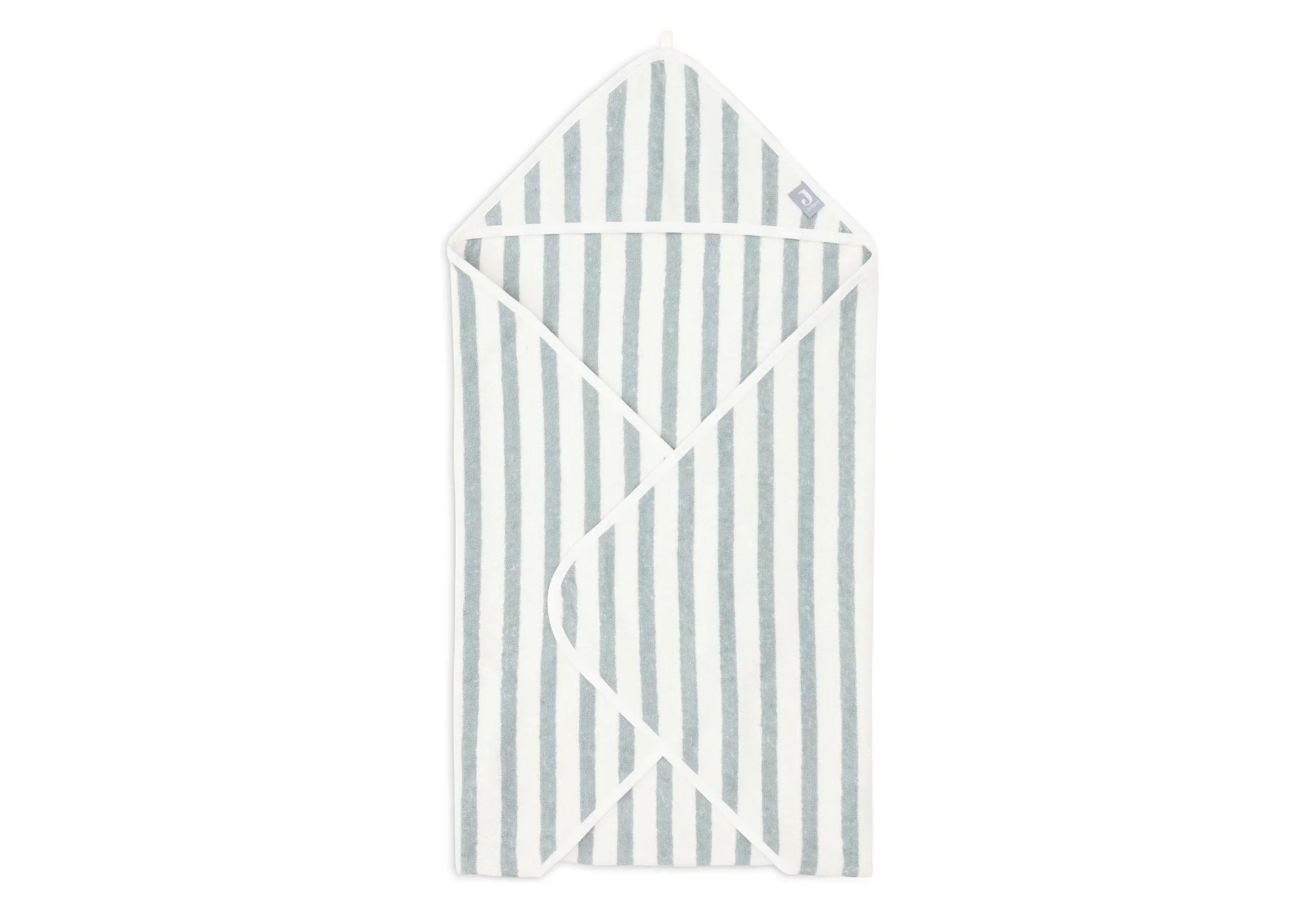 Badcape met capuchon en streepjes in de kleur sea green