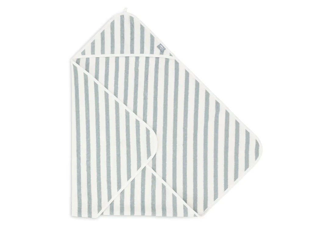 Badcape 75x75 sea green met strepen, organisch katoen