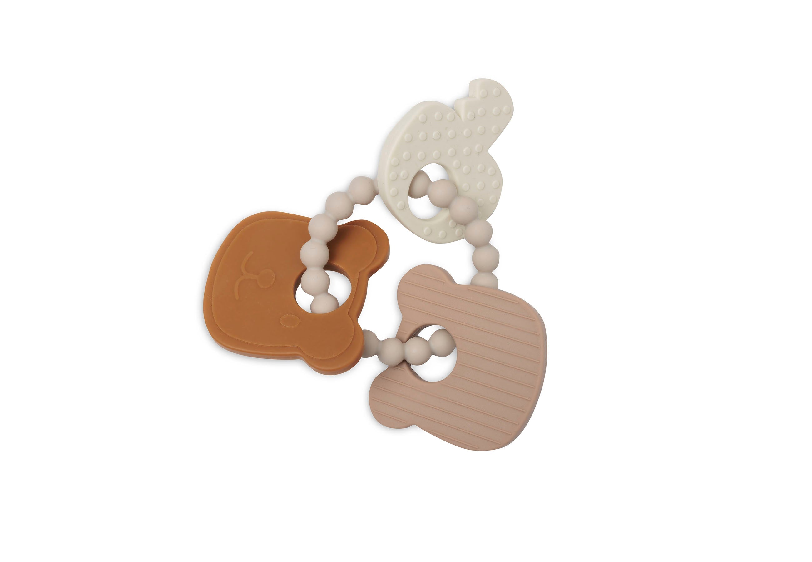 Siliconen bijtring teddy bear in neutrale kleuren