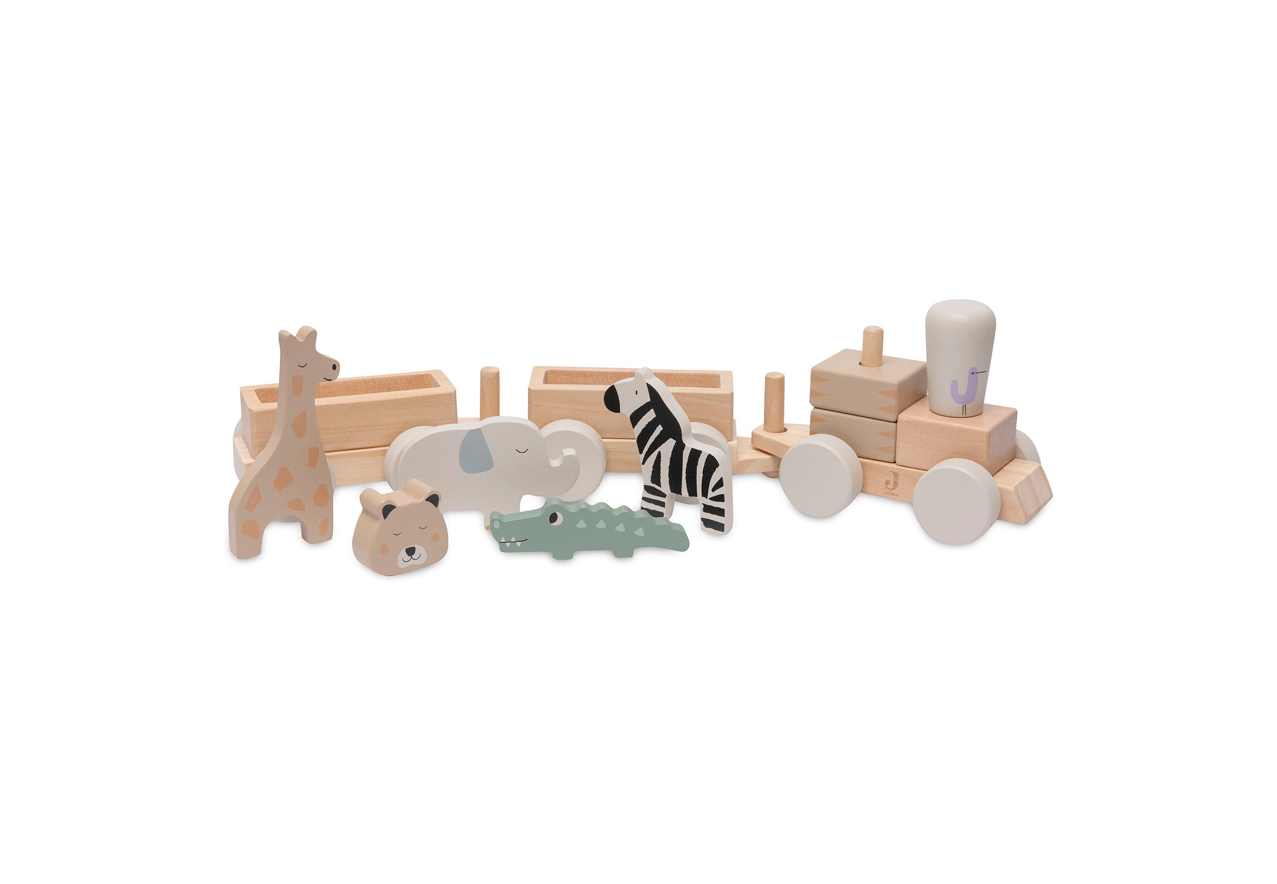 Houten fsc speelgoedtrein met safari dieren