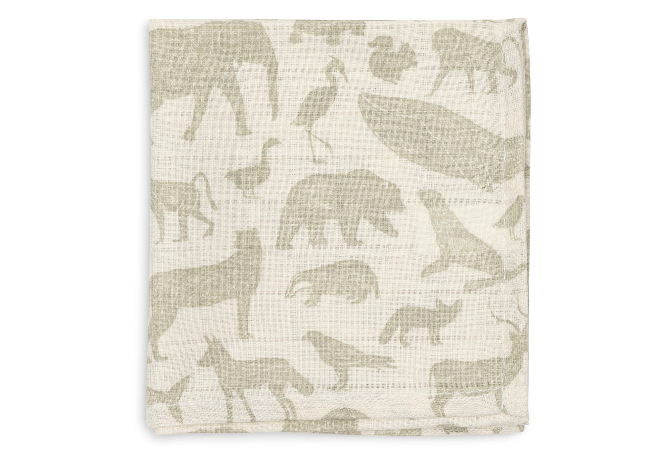 Zachte hydrofiel monddoekjes met safari dieren in olive green