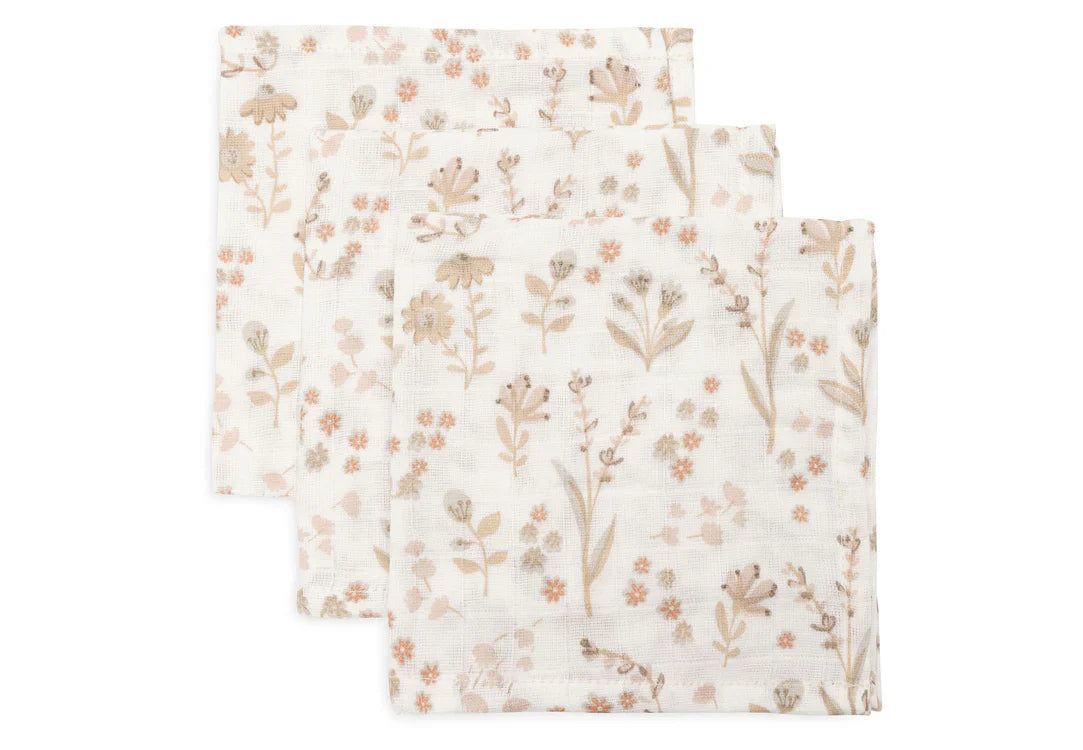 Set van drie hydrofiele monddoekjes van Jollein met Bloomy print