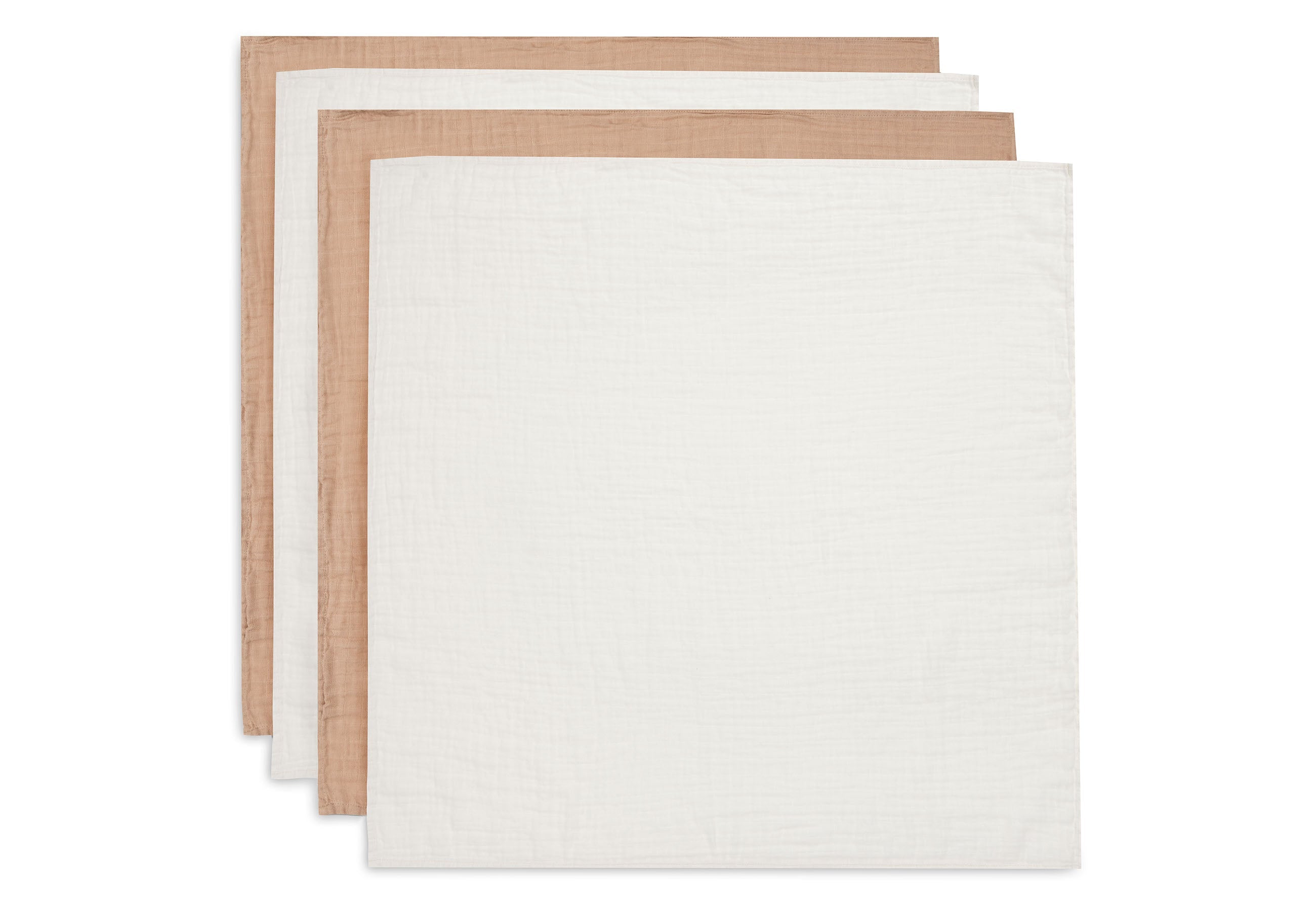 Set van vier hydrofiele doeken in de kleuren Biscuit en Ivory