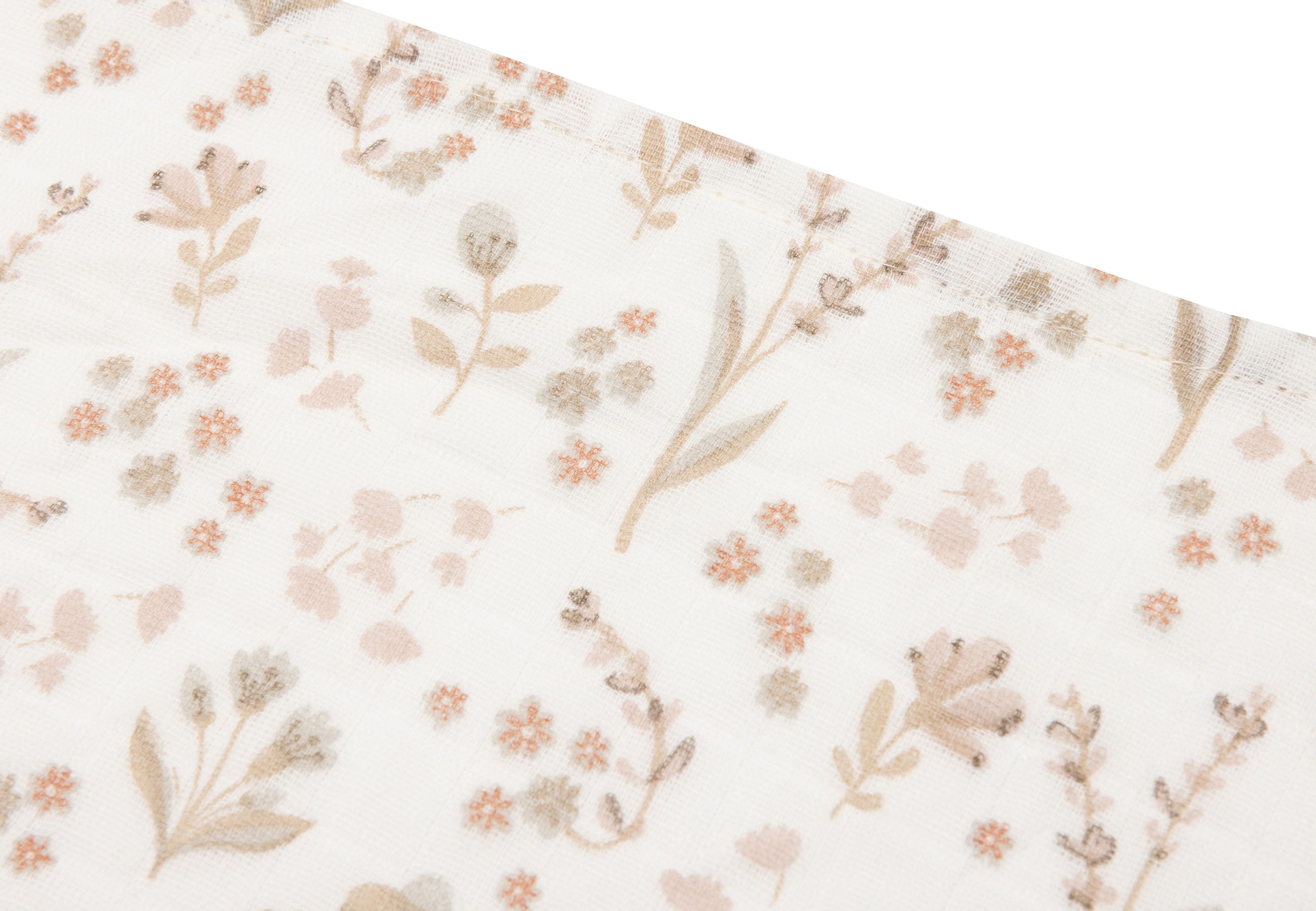 Detail van zachte hydrofiele stof met bloemendessin