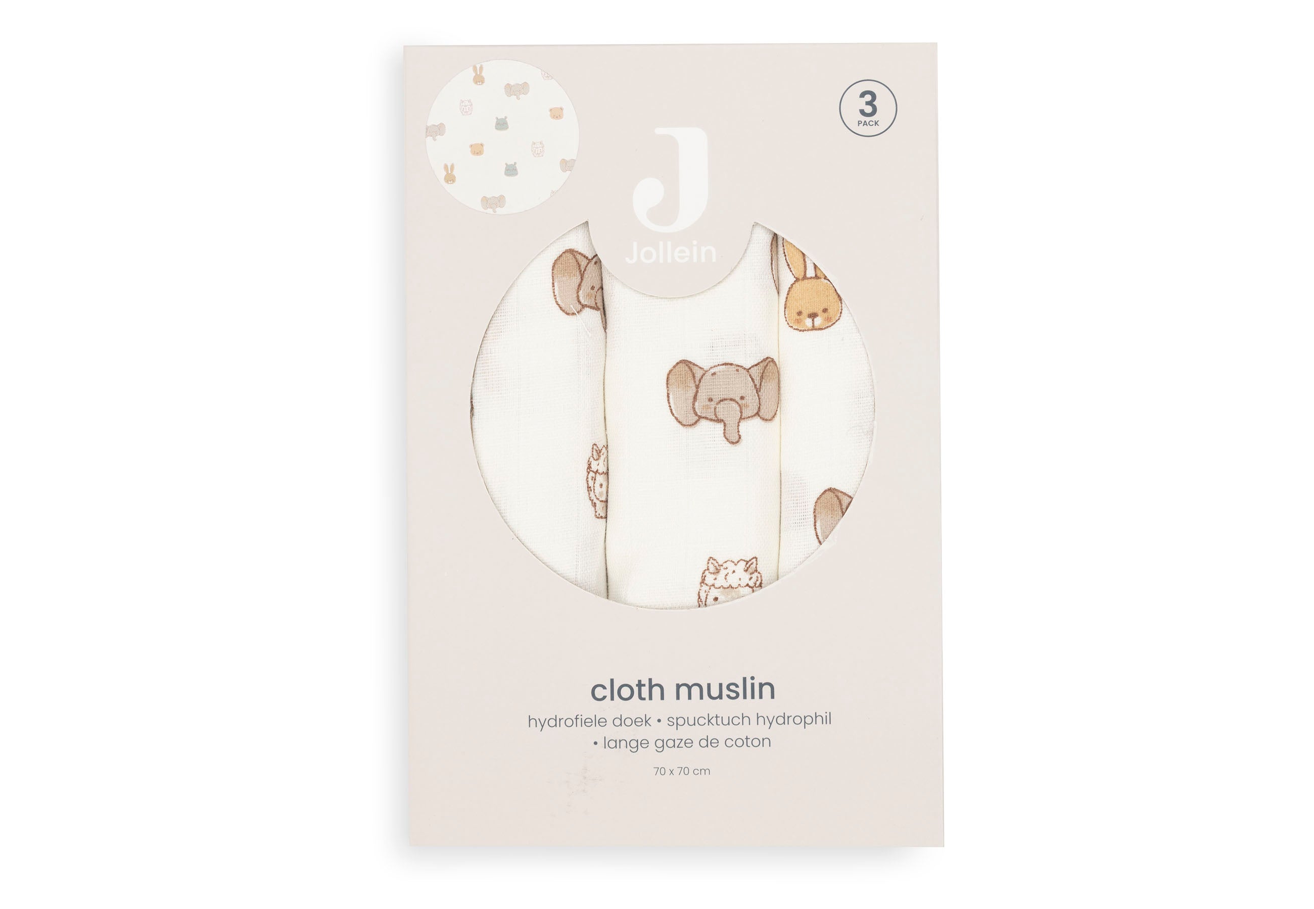 Jollein hydrofiele doek small 70x70 cm Jollies 3 stuks