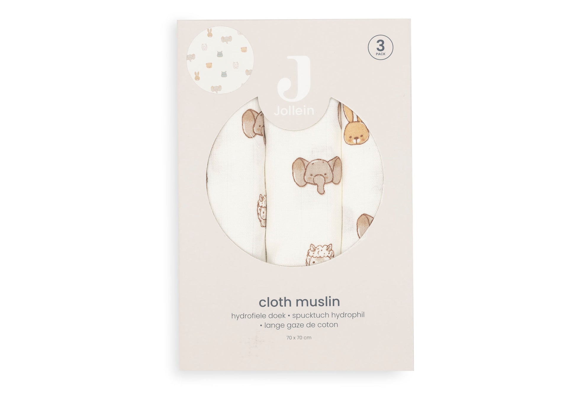 Jollein hydrofiele doek small 70x70 cm Jollies 3 stuks