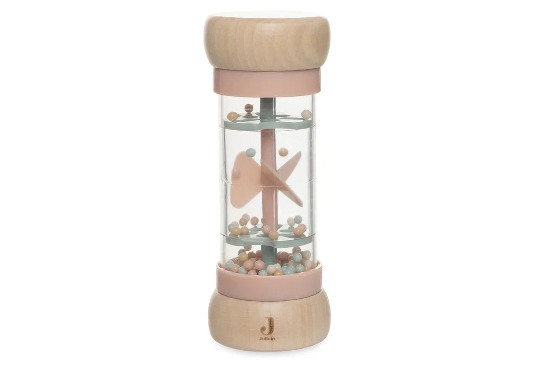 Houten FSC regenrammelaar met gekleurde balletjes