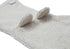 Detail van badstof structuur en stiksel in kleur nougat