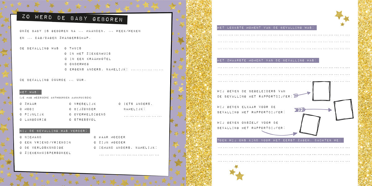 Voorbeeld invulpagina’s Baby’s eerste jaar