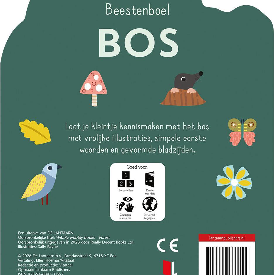 Stevig kinderboek met vrolijke bosdieren en kleurrijke illustraties