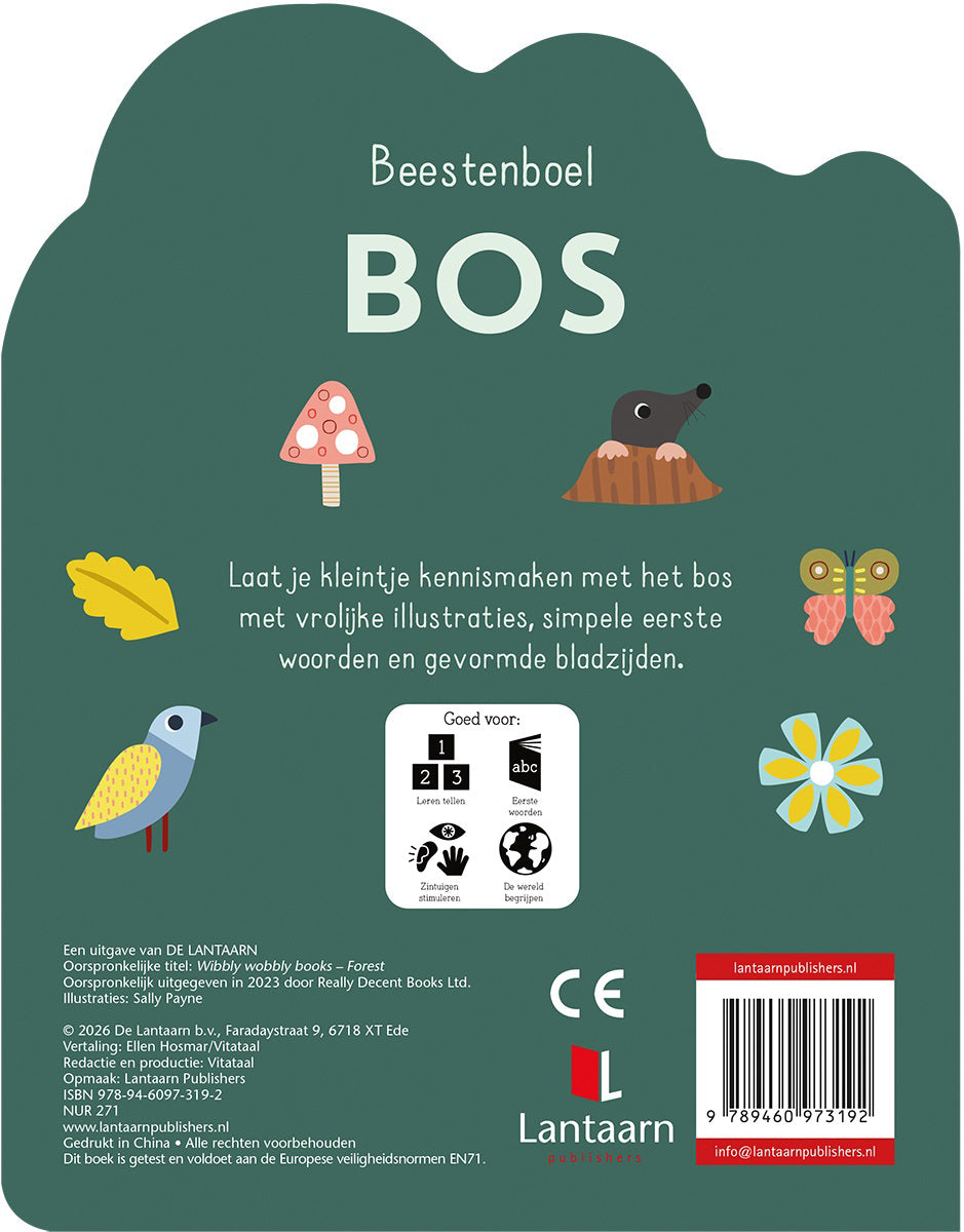 Stevig kinderboek met vrolijke bosdieren en kleurrijke illustraties