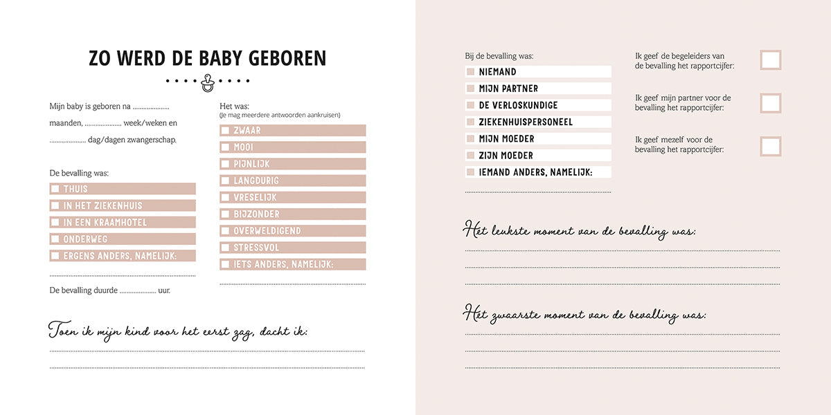 Voorbeeld invulpagina’s Mooie woorden kraambezoek linenlook