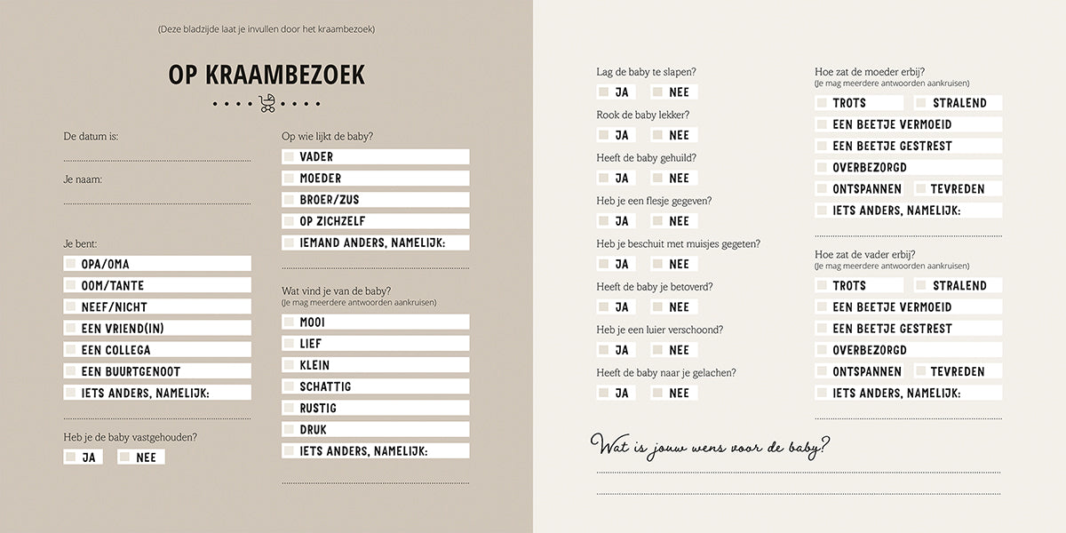 Invulboek Mooie woorden kraambezoek linenlook als kraamcadeau