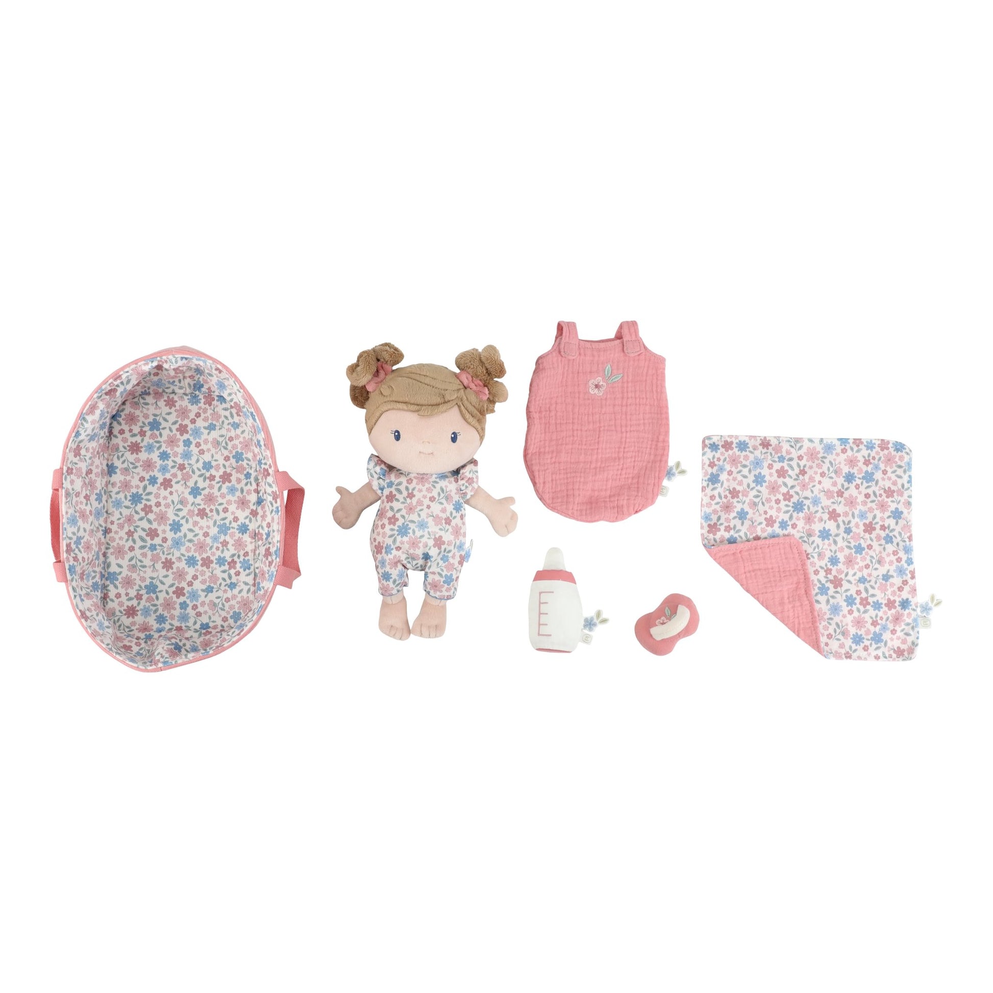 Little Dutch babypop Rosa in haar bloemen reismandje als mooi cadeau voor peuters