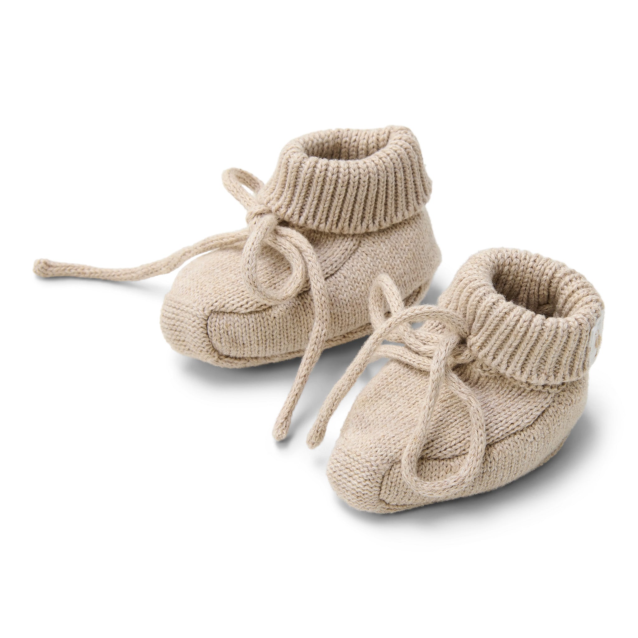 Little Dutch gebreide baby slofjes beige newborn naturals 