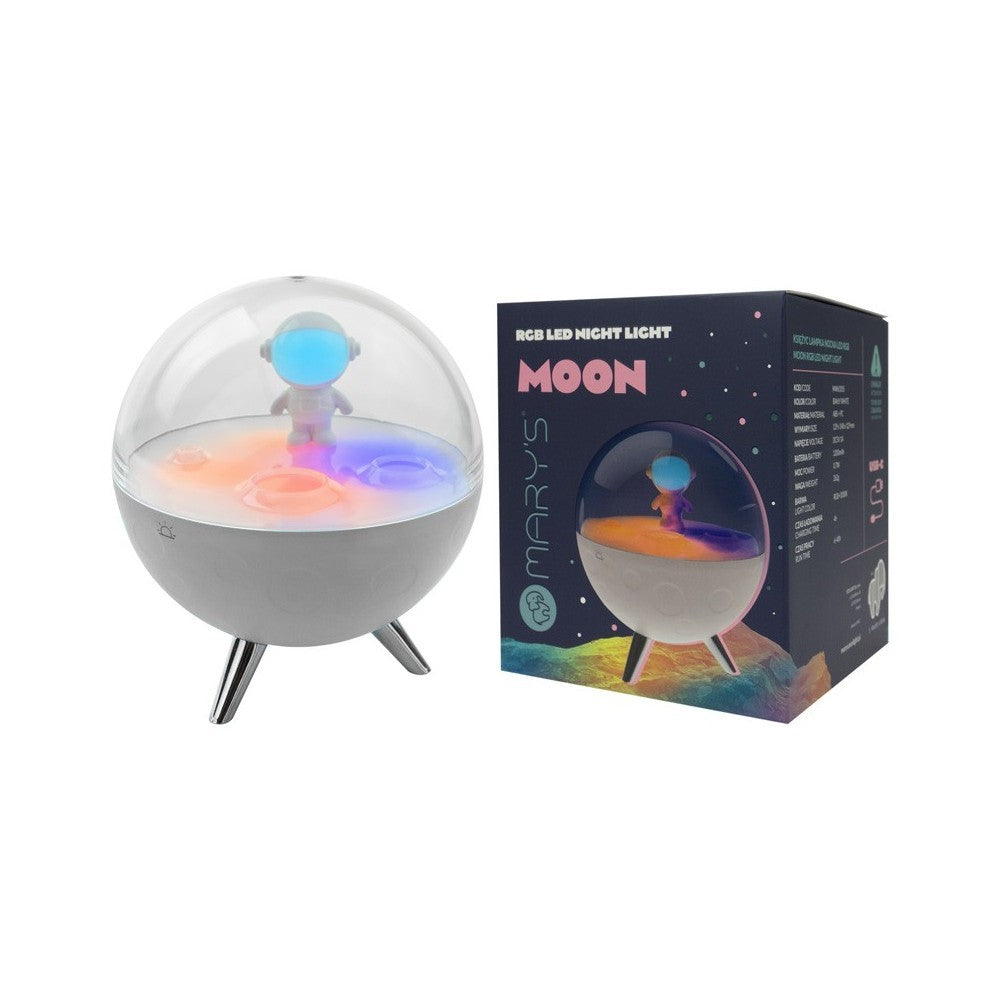 Dimbare ledlamp in vorm van maan met astronaut van mary's