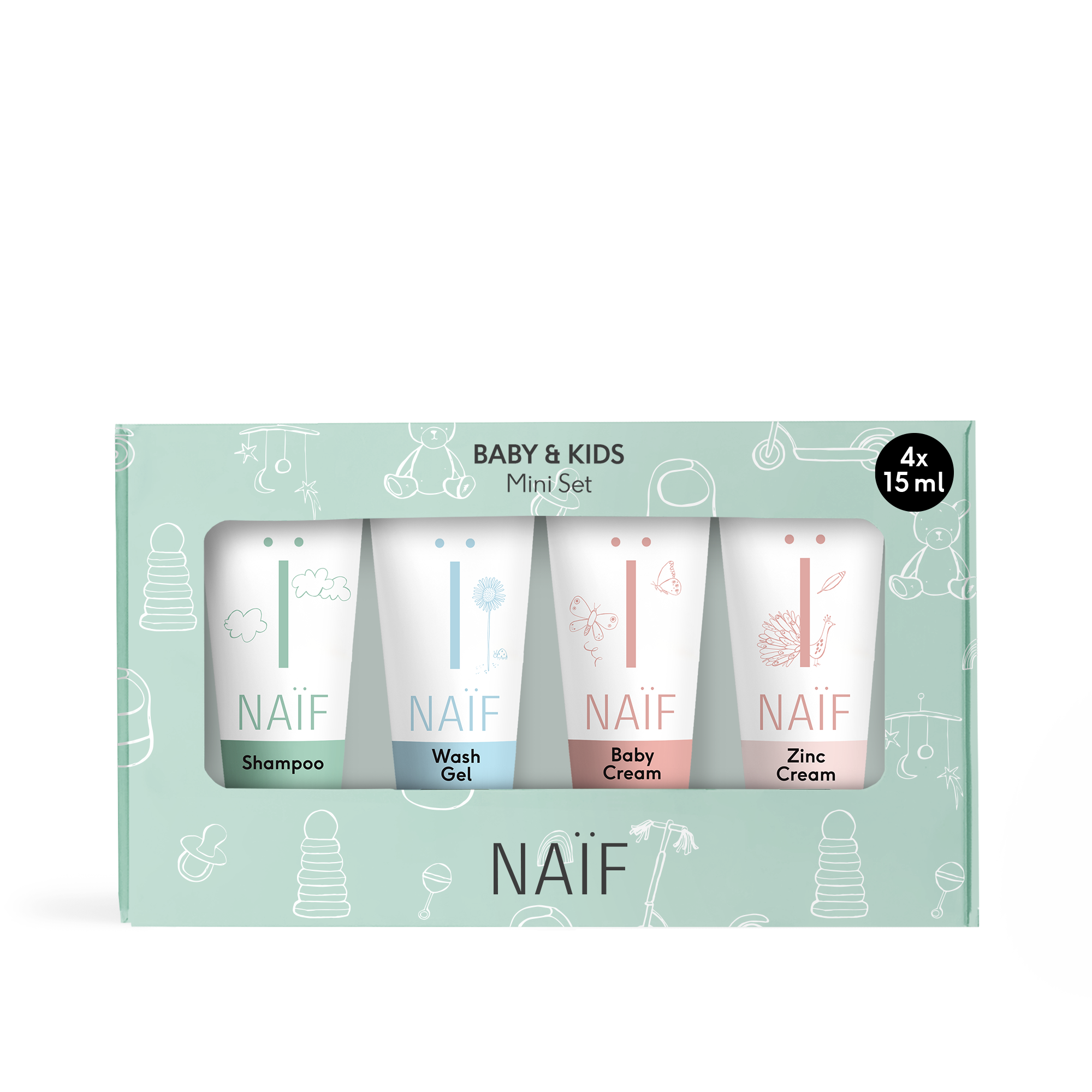 naïf mini set met 4 verzorgingsproducten voor baby’s