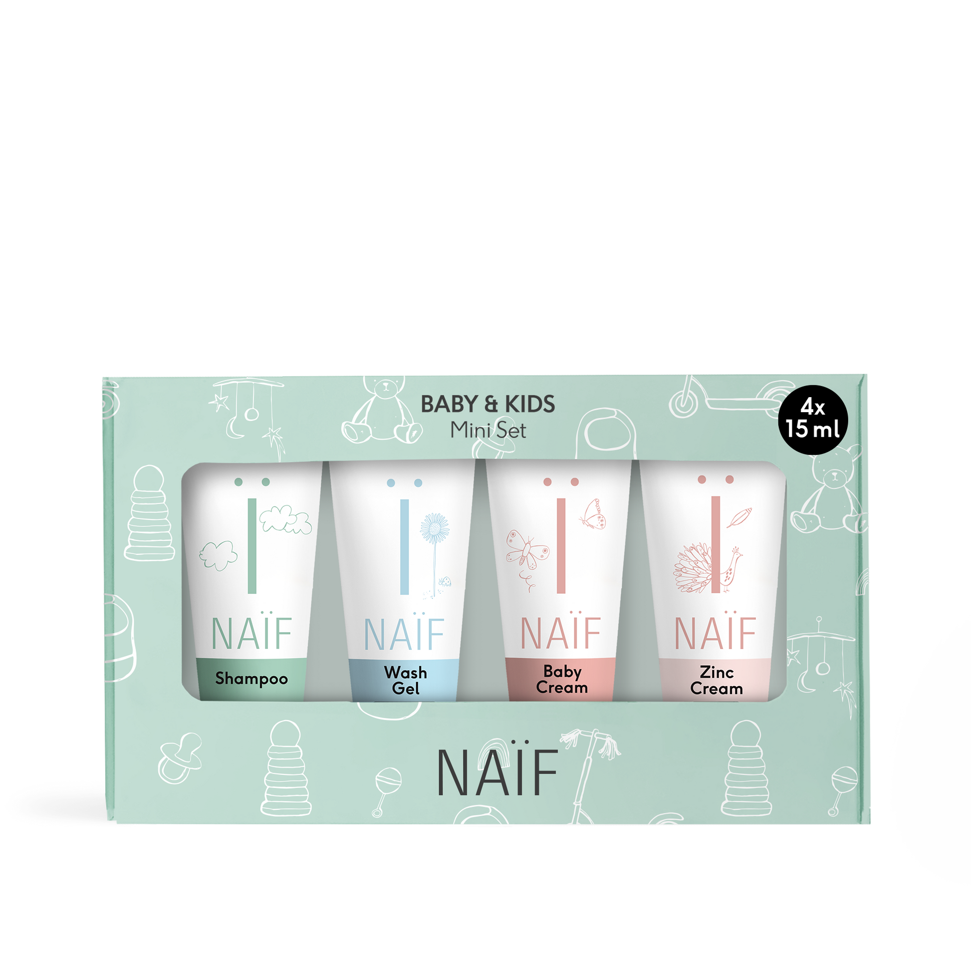 naïf mini set met 4 verzorgingsproducten voor baby’s