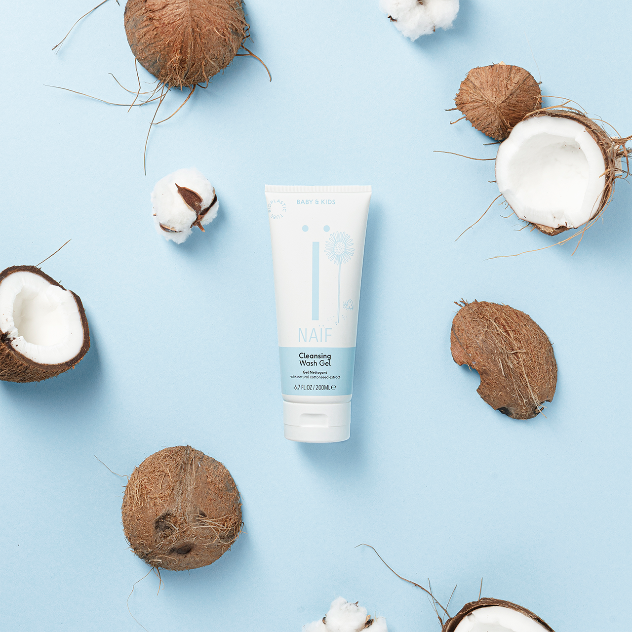 vegan babyverzorging zonder microplastics in suikerrietverpakking