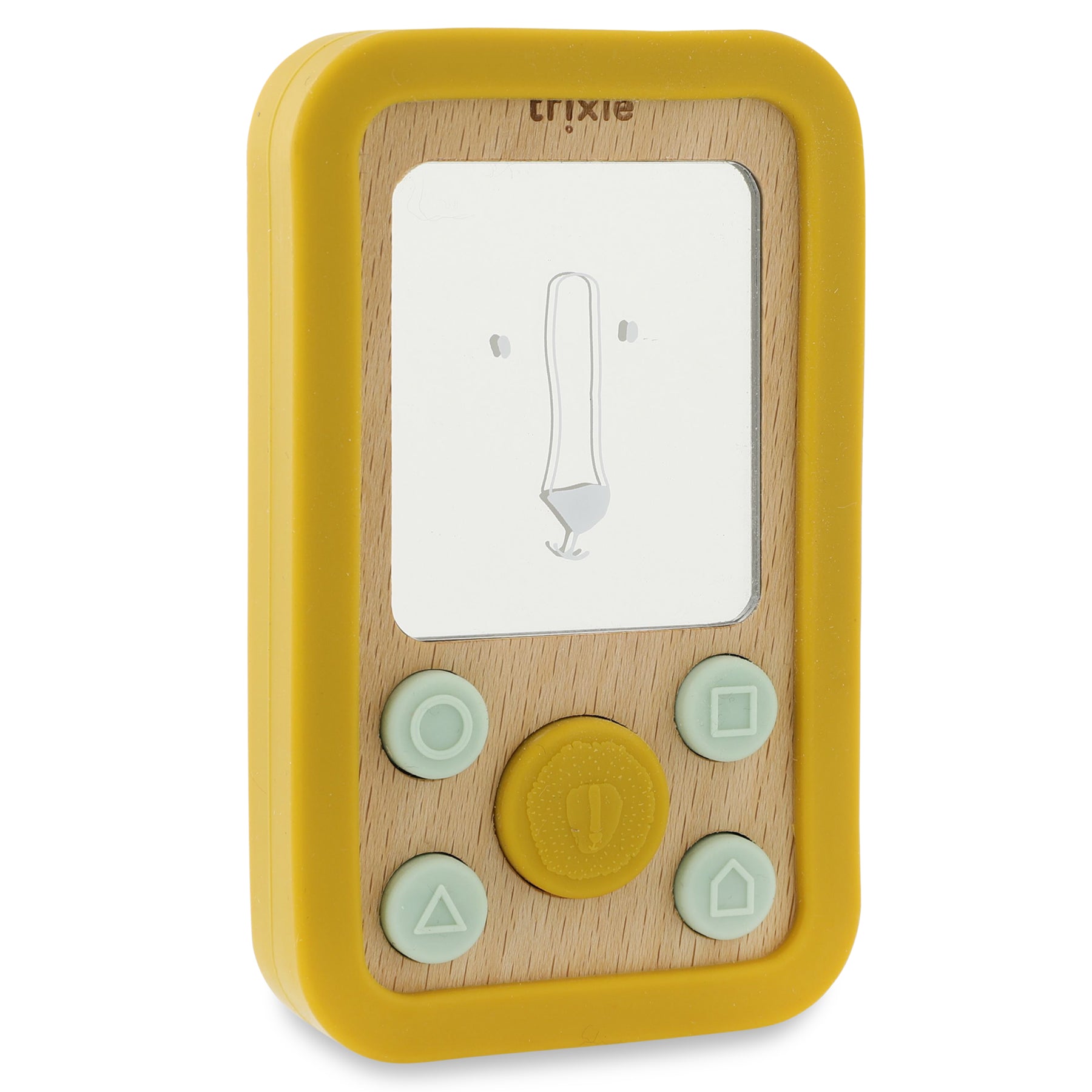 trixie houten babytelefoon mr. lion met siliconen details