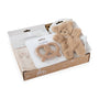 Baby cadeaupakket Teddy Friend met Jollein Teddy Bear speendoekje, Woolly monddoekje en Mushie Pretzel bijtring