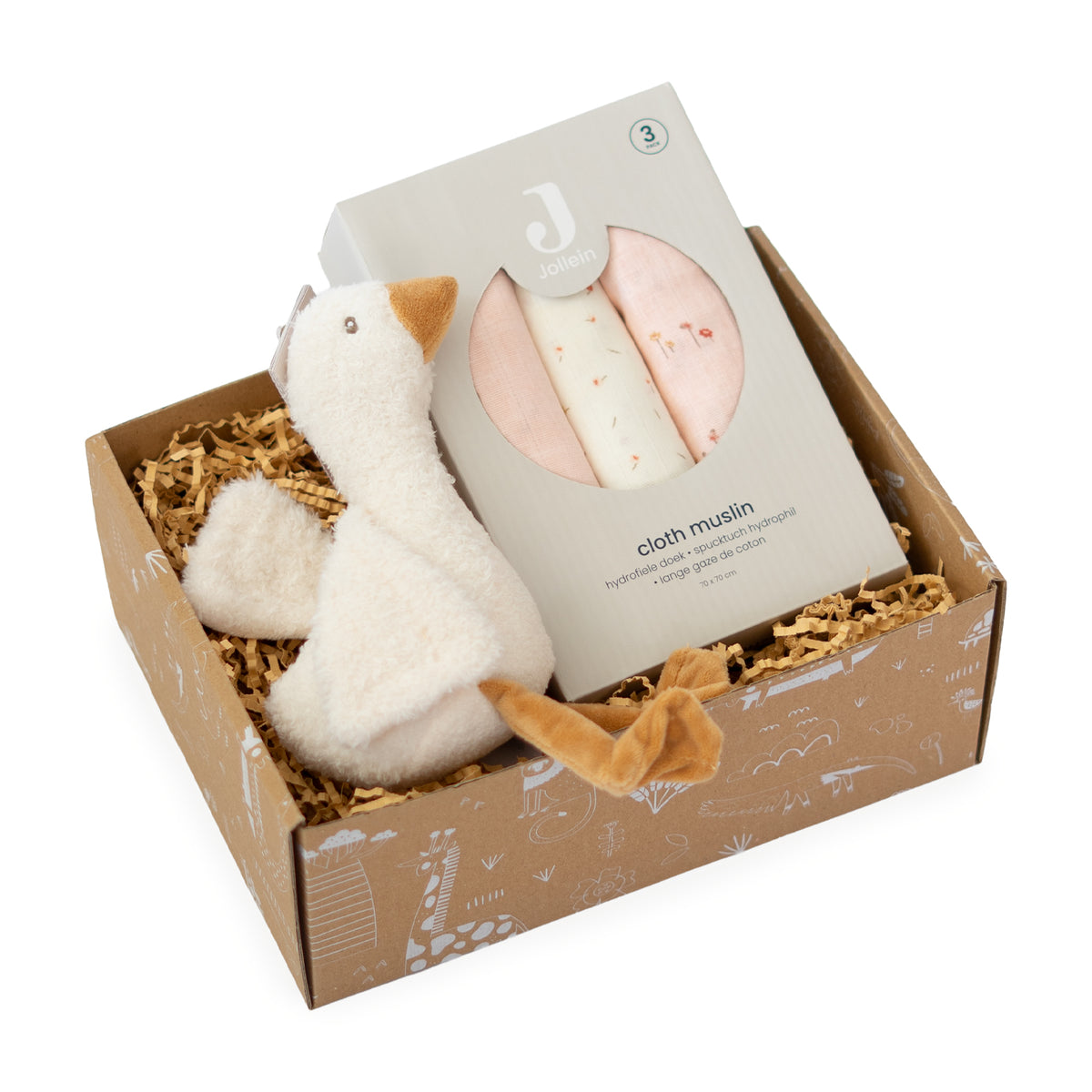 Baby pakket meisje Dreamy Girl met Little Dutch knuffel Gans en Jollein hydrofiele doeken Pretty Picnic