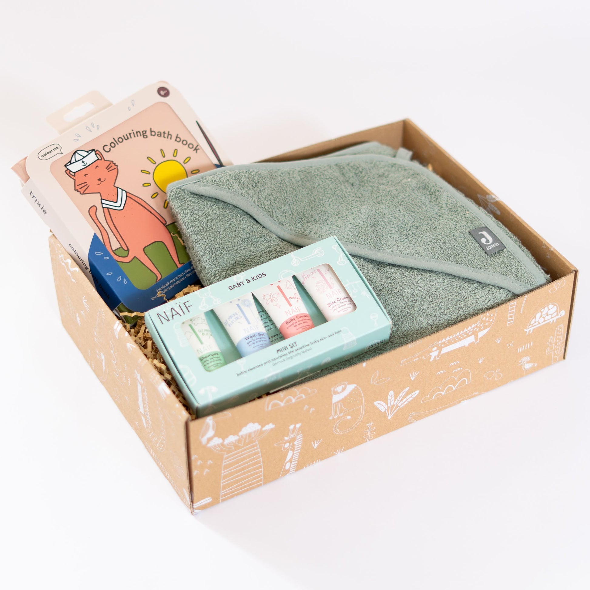 Origineel kraamcadeau pakket Bath & Story voor badmomenten met badcape en Naïf verzorging