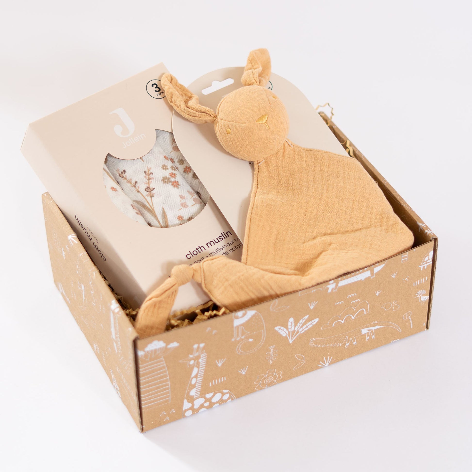 Kraamcadeau pakket Born to cuddle met jollein knuffeldoekje en hydrofiele doeken