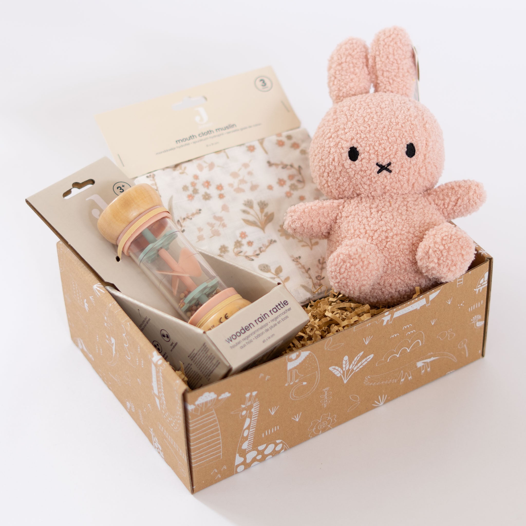 Kraamcadeau pakket Sweet & Small met nijntje, regenrammelaar en mondoekjes