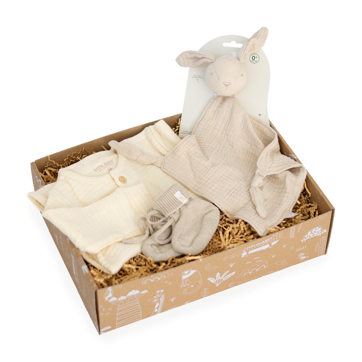Luxe kraamcadeau Sleepy Time met Little Dutch boxpakje, slofjes en Jollein speendoekje